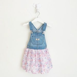 OshKosh Floral Denim Jumper Dress Size 3T